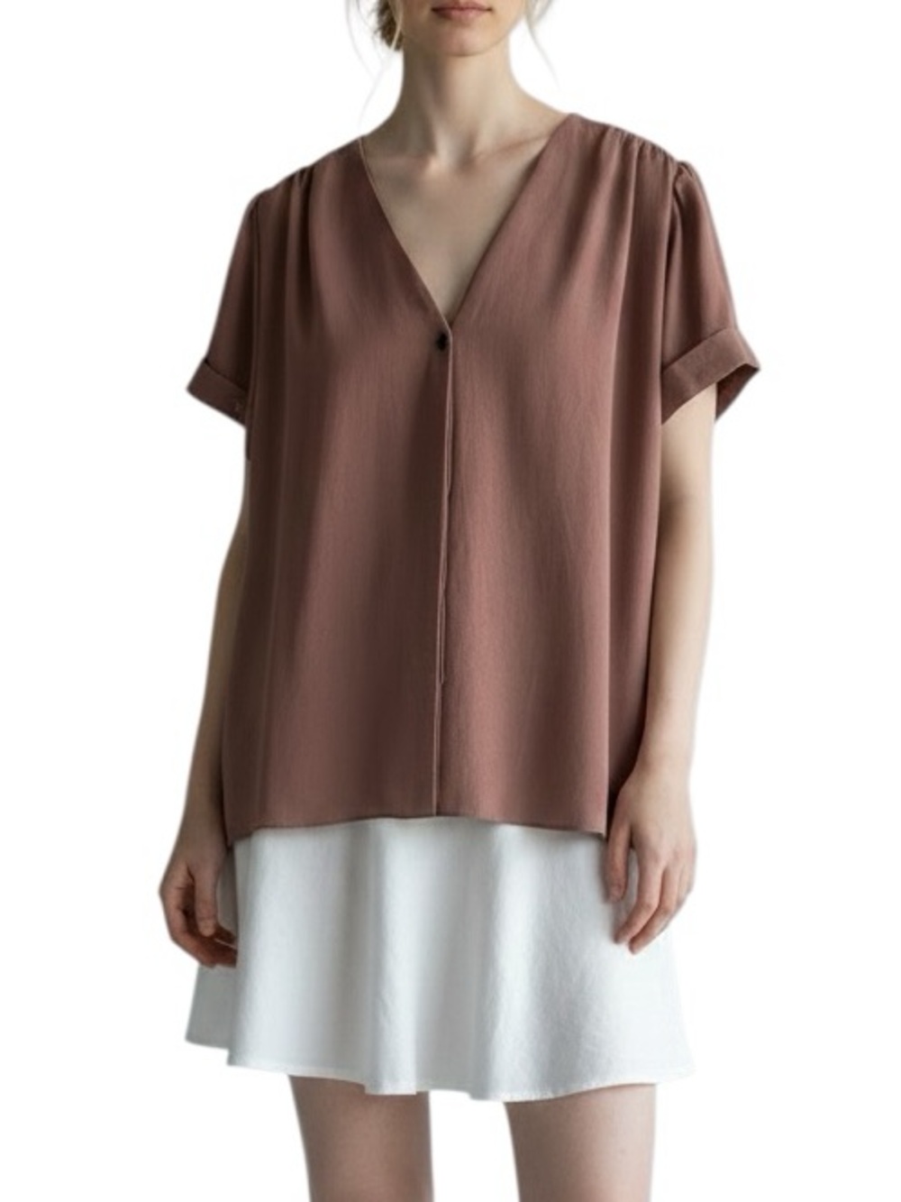 Wilfred Nobel blouse in taupe brown with satin finish size S excellent condition